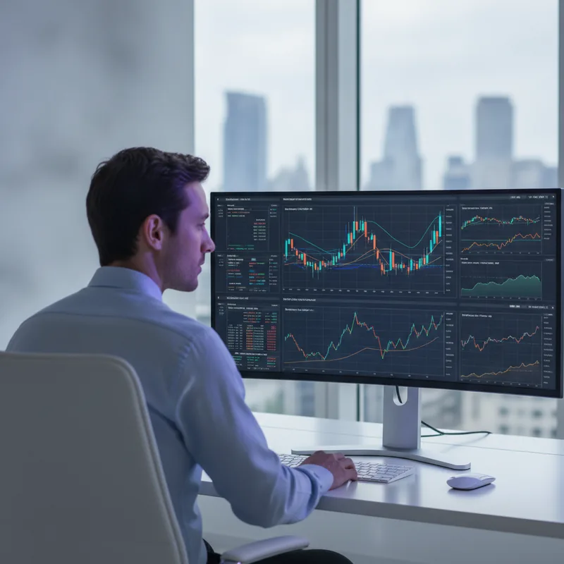 Focused investor reviewing a portfolio strategy on screen